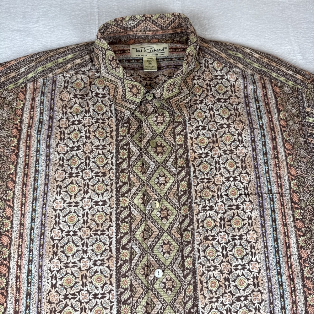 Tori Richard Honolulu‎ Mens XL Hawaiian Floral Button Shirt Cotton Lawn